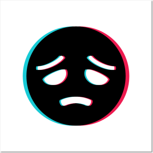 TikTok sad depressed emoji smiley Black Posters and Art